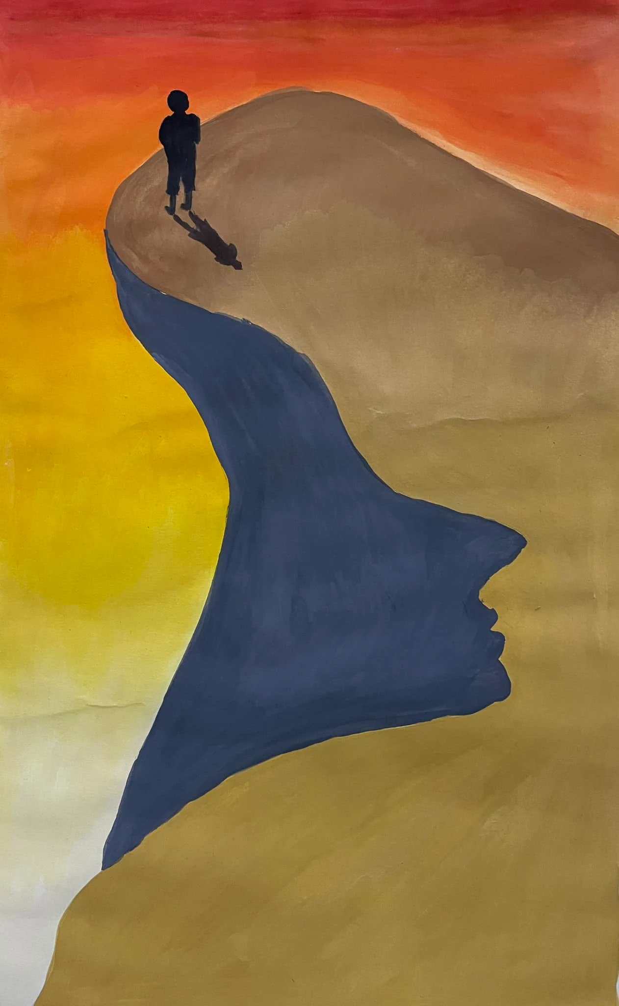 An artwork showing a lone figure on a threshold path.