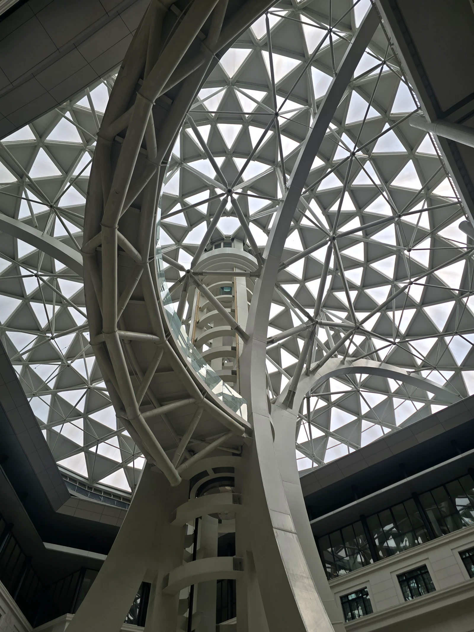 A vertical view of built structural geometry.